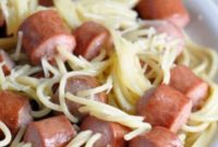 Spaghetti-Pierced Hot Dog Bites