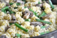 Silky Asiago Pasta with Sautéed Mushrooms and Fresh Green Beans