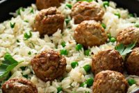 One-Pan Meatball and Rice Dinner