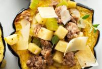 Autumn Sausage Stuffed Squash Boats