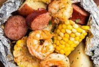 Garlic Butter Shrimp Boil Foil Packs