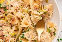 Caramelized Leek and Pancetta Farfalle