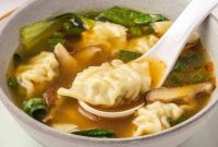 Cloud Dumplings in Golden Broth