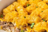 Golden Cheeseburger Tater Tot Bake