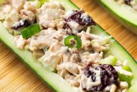 Light Chicken Salad Cucumber Boats