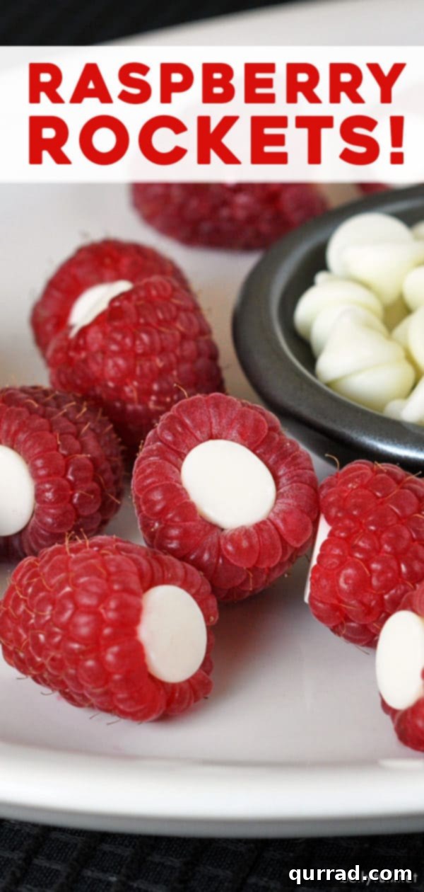 Pinterest pin featuring chocolate stuffed raspberries, a simple and sweet treat perfect for Valentine's Day or any occasion, with text overlay for sharing.