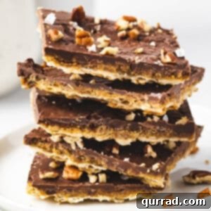 tall stack of matzo toffee pieces
