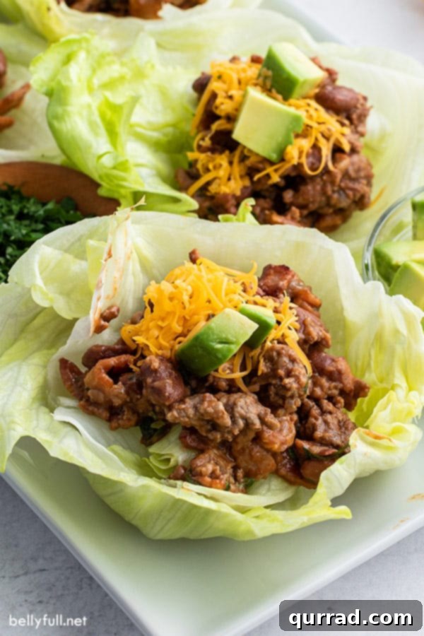Fiesta Beef Lettuce Cups 4 beef and chili bean lettuce wrap