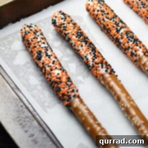 Halloween Pretzel Rods are an easy 3 ingredient no-bake treat perfect for the holiday!