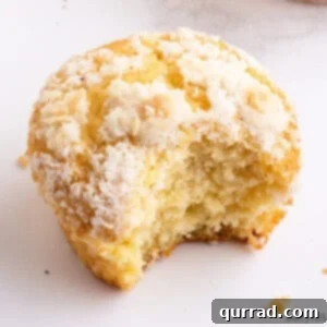 eggnog muffin with bite taken