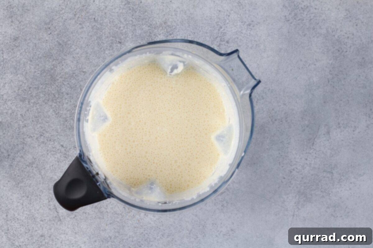 Golden Baked Noodle Pudding 7 Custard ingredients in a blender.