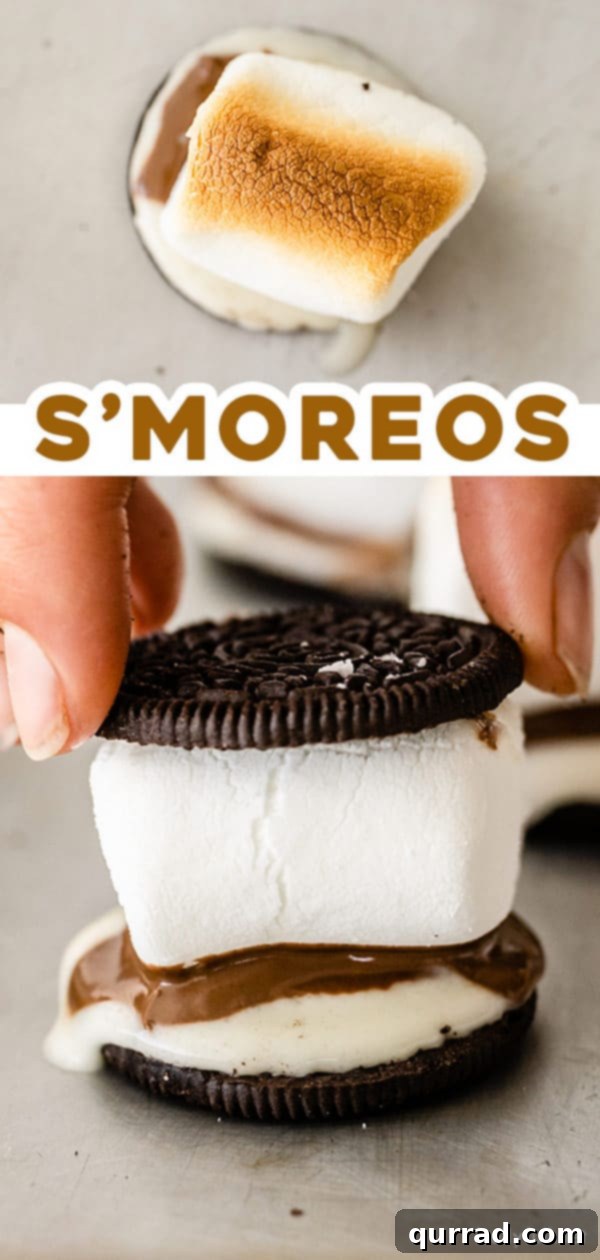 Oreo Smores 7 Oreo S'mores (S'mOreos) pin recipe image for Pinterest with text overlay