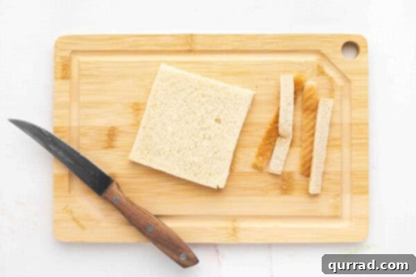 slice of sandwich bread with crusts cut off