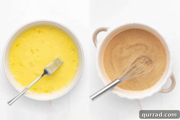 bowl of egg wash and cinnamon sugar