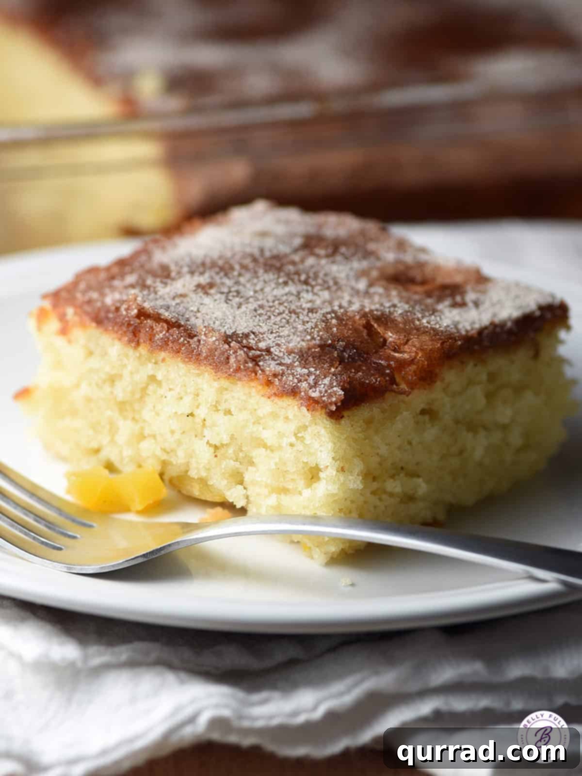 slice of coffee cake with mango pieces