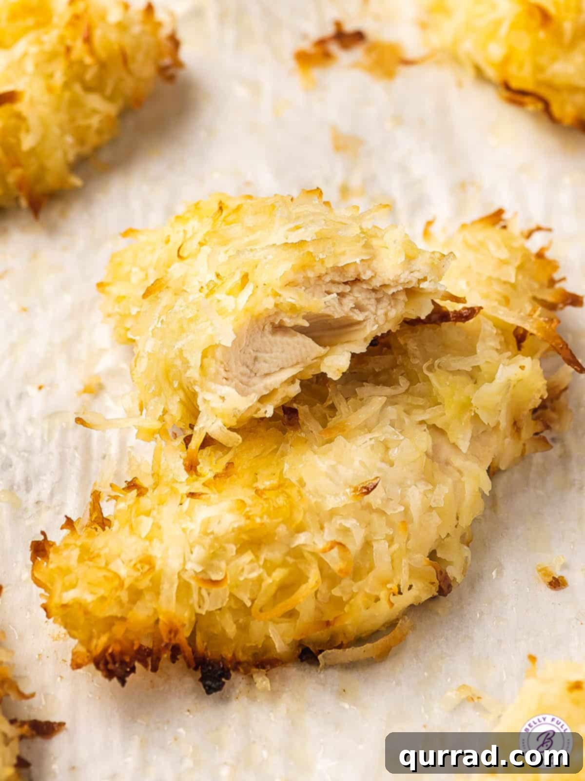 Coconut Crusted Baked Chicken Tenders 4 coconut chicken tender cut in half