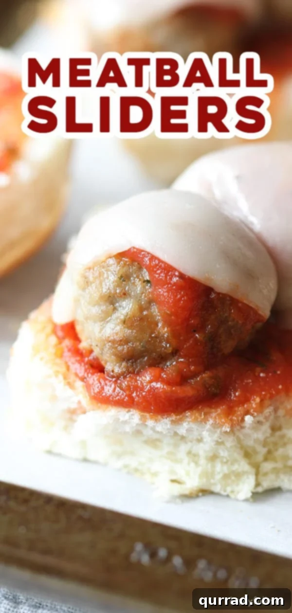 Speedy Meatball Sliders 4 A Pinterest-friendly image promoting homemade meatball sliders, emphasizing their simplicity and speed.