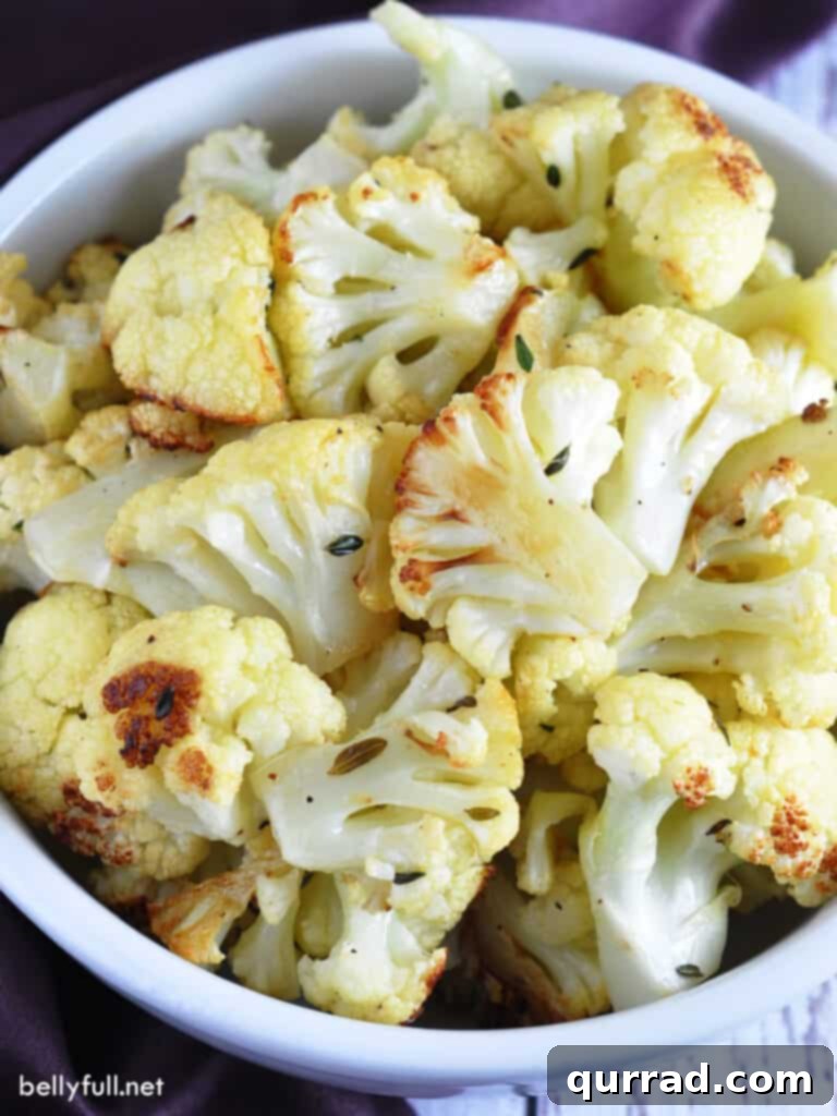 Crispy Parmesan Roasted Cauliflower 2 bowl full of golden roasted cauliflower florets