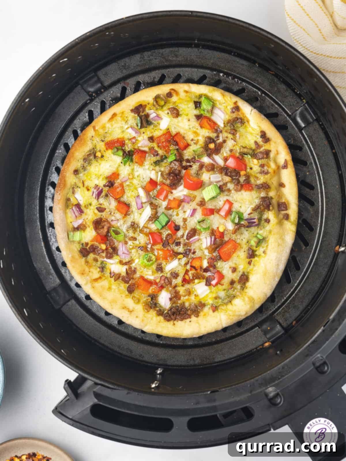 pita pizza round inside air fryer basket