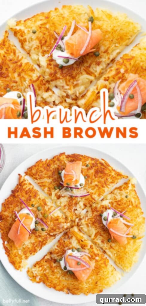 Pinterest pin for an incredible homemade crispy hash brown recipe, ideal for breakfast or brunch.