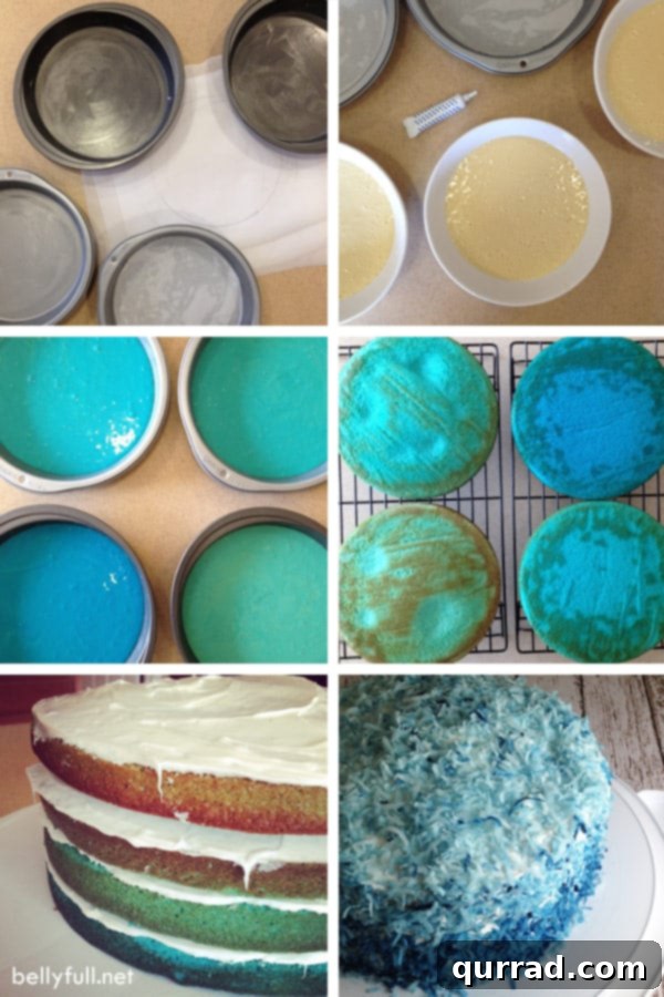 step by step photos for blue ombre cake