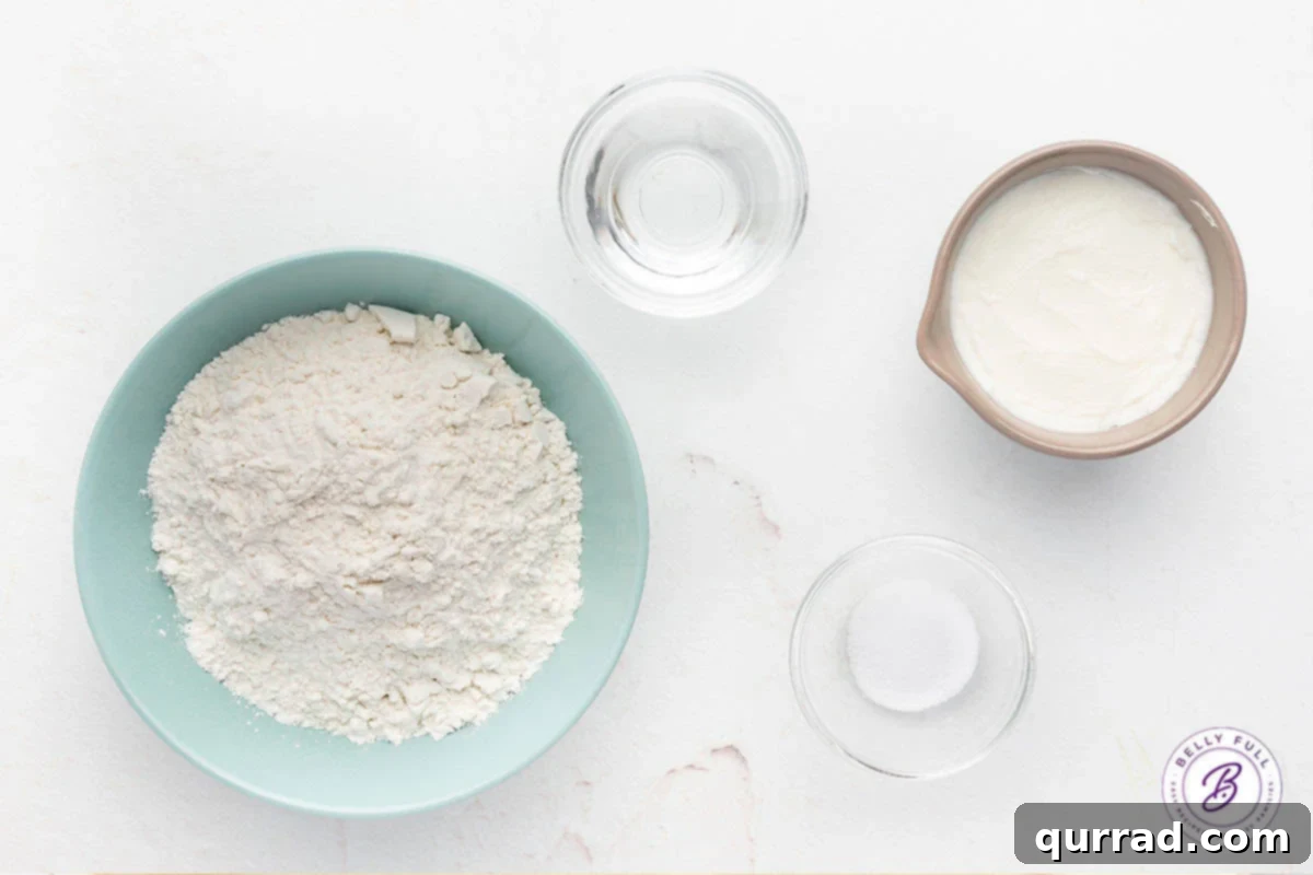 Perfect Homemade Pie Crust 3 ingredients needed to make pie crust laid out on a surface