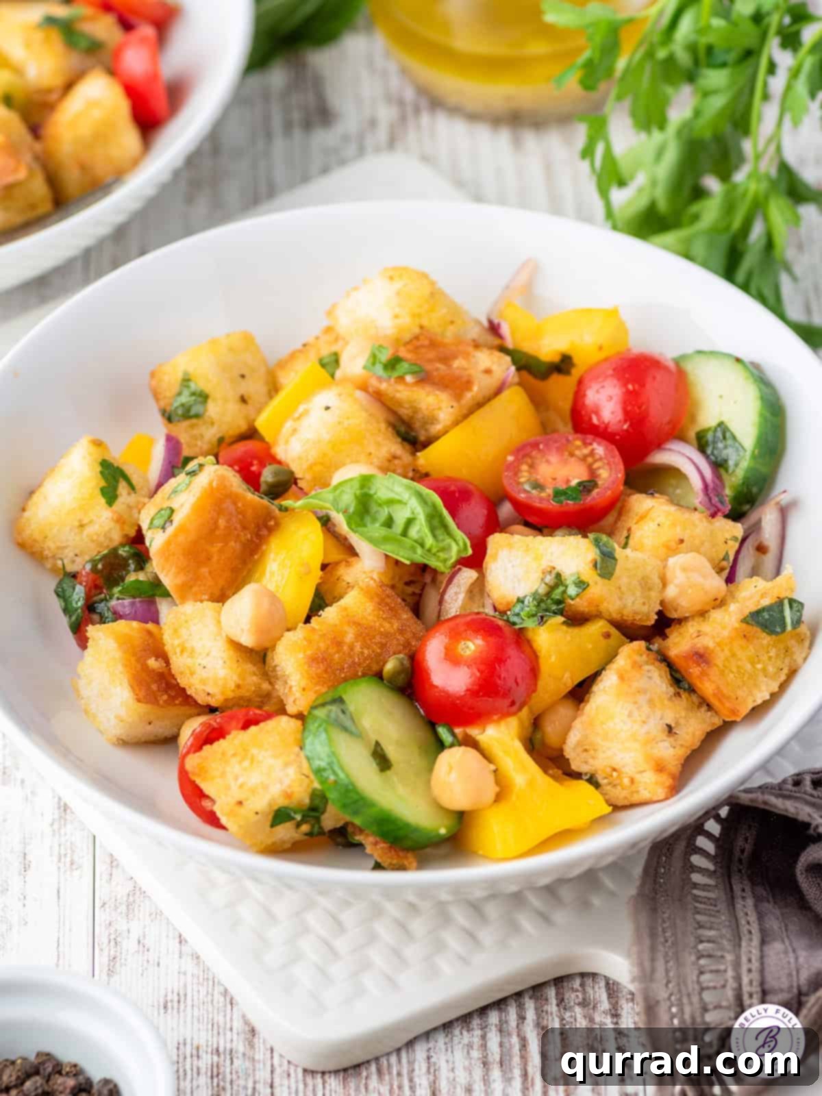 Panzanella: Tuscan Summer Tomato Bread Salad 5 bowl of bread and tomato salad