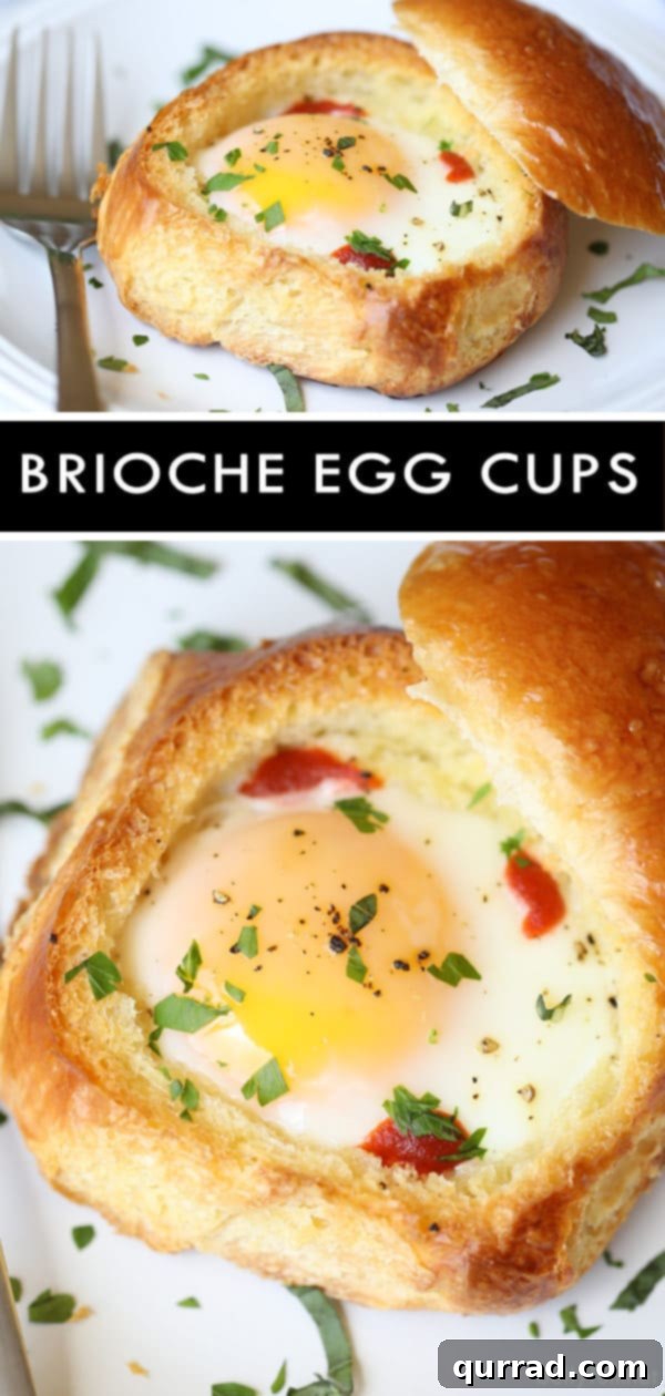 Various Toasted Brioche Egg Cups on a baking sheet, ready to serve