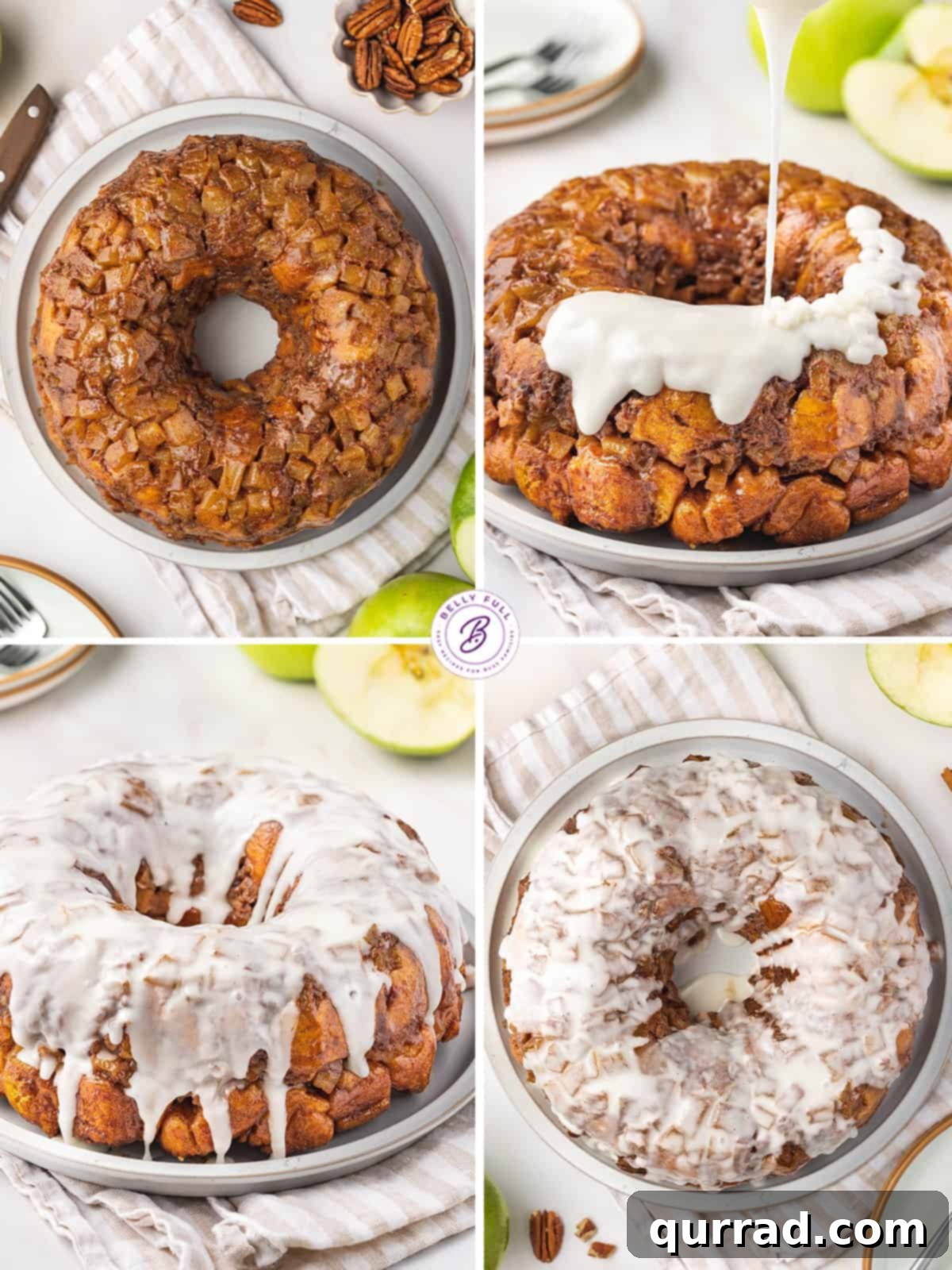 Gooey Caramel Apple Monkey Bread 4 4 image collage of apple cinnamon monkey bread recipe
