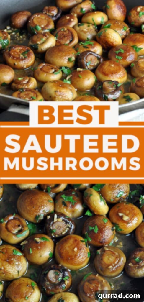 Sautéed Mushrooms with Garlic and Herbs 6 Two images side by side: one showing raw mushrooms ready for cooking, and the other showing perfectly sautéed mushrooms in a skillet with the pan sauce.