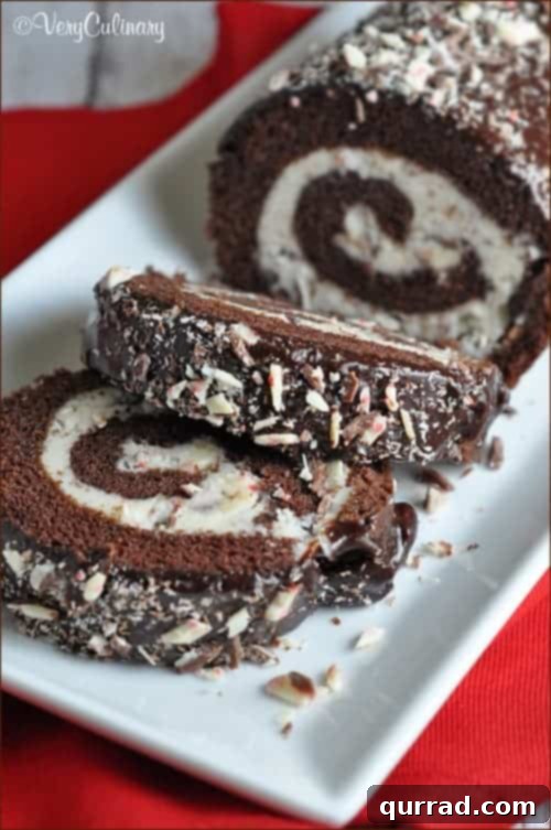 Chocolate Peppermint Roll Cake