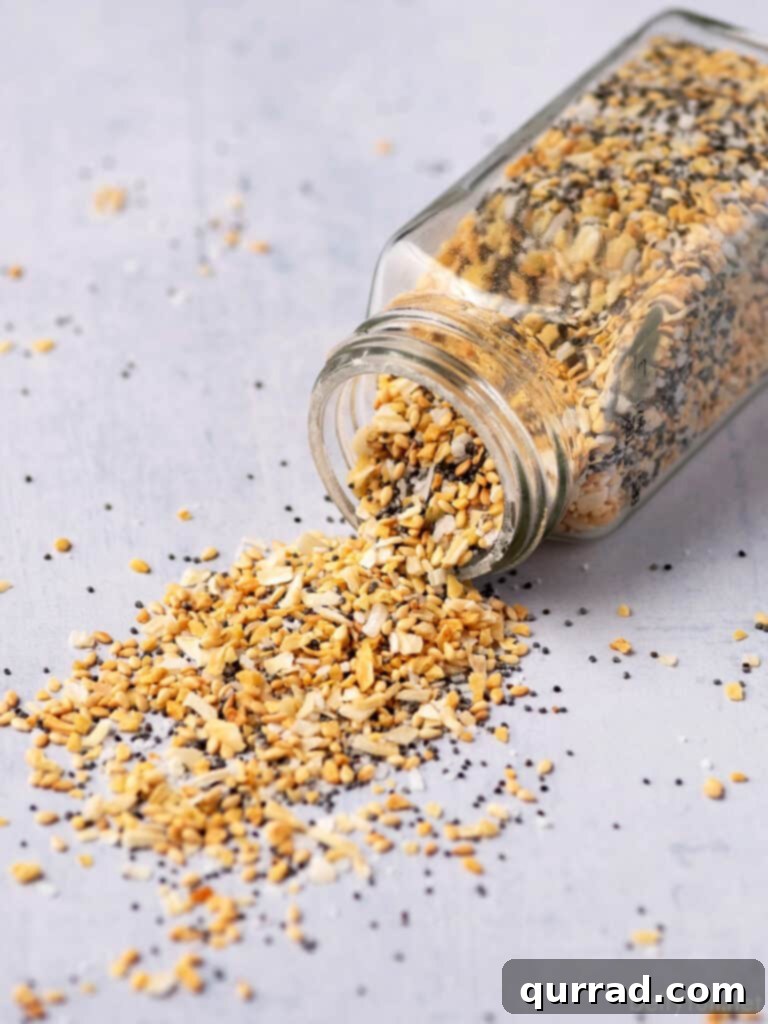 Everything Seasoning Blend 4 everything seasoning spilling out of glass jar