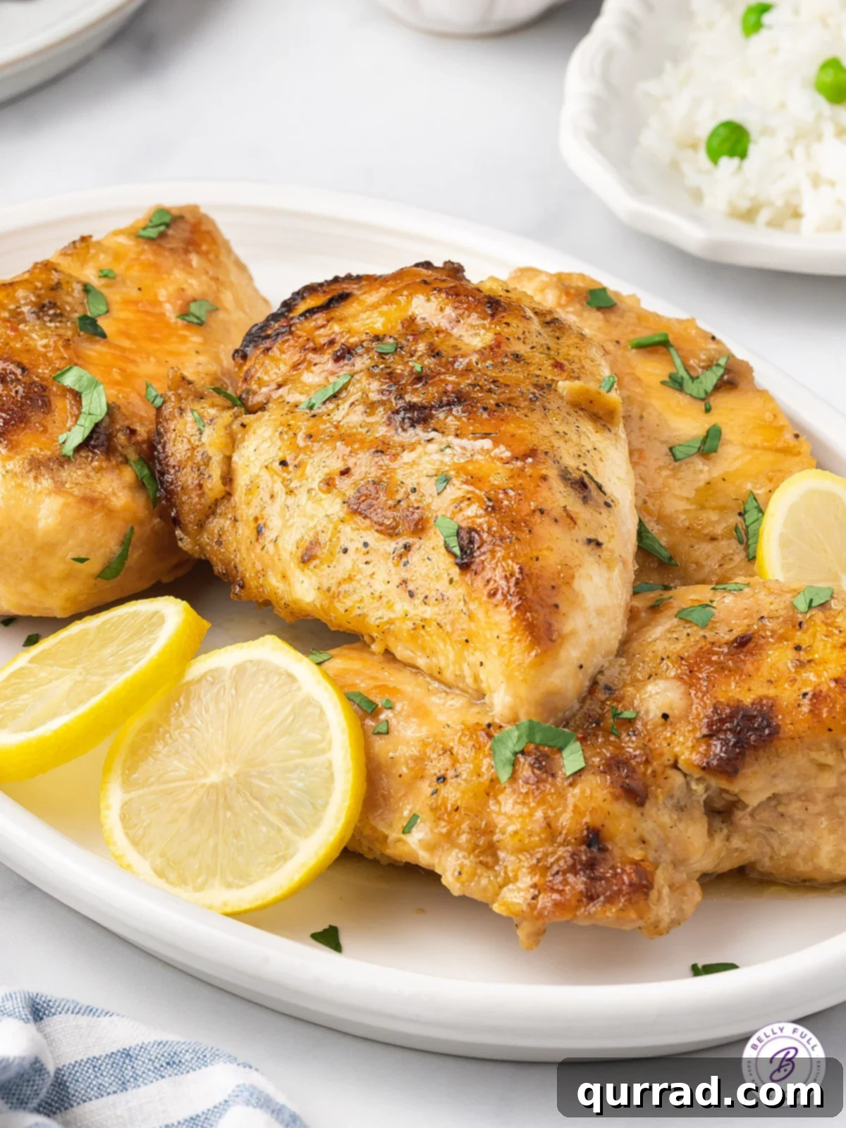 whole Italian lemon chicken breasts on serving plate