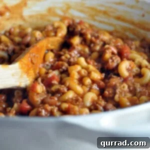 big pot of chili mac and cheese close up