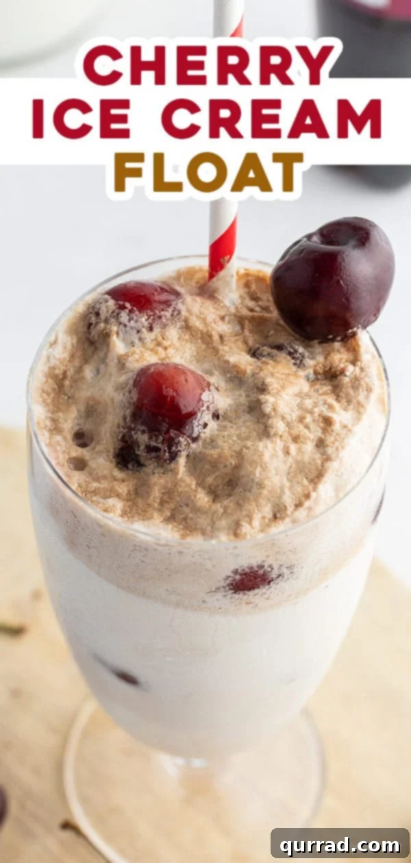 Cherry Cloud Float 5 Pinterest pin graphic for the cherry ice cream float recipe, encouraging saves and shares.