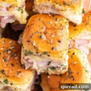 Hot Ham and Cheese Sliders in a baking dish