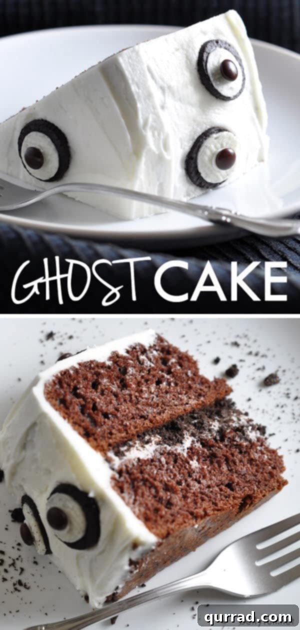 Homemade Ghost Cake: The Ultimate Festive Dessert for Halloween A perfectly decorated homemade Ghost Cake, ready to be served at a Halloween party