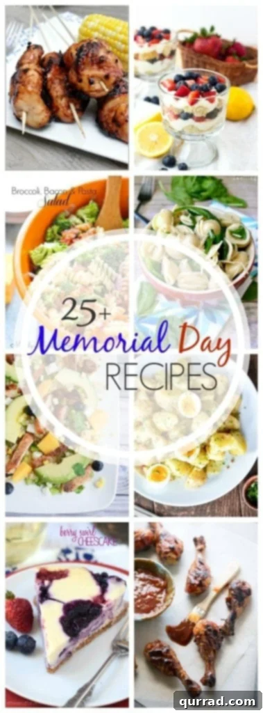 25+ Crowd-Pleasing Recipes for Your Memorial Day Weekend Celebration 2 A vibrant collection of recipes perfect for the Memorial Day Holiday, featuring grilled dishes, refreshing salads, and festive desserts.