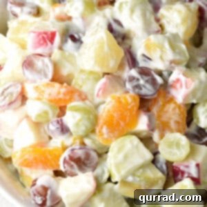 Velvety Gourmet Fruit Medley 5 overhead creamy fruit salad in bowl