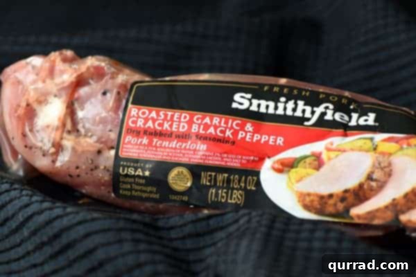 Pork Tenderloin with Roasted Garlic and Cracked Black Pepper 4 Smithfield Roasted Garlic & Cracked Black Pepper Pork Tenderloin package for easy meal preparation