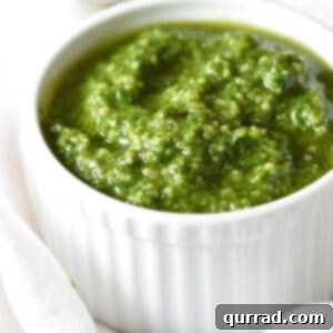 Vibrant Basil Pesto 5 close up ceramic dish of pesto sauce