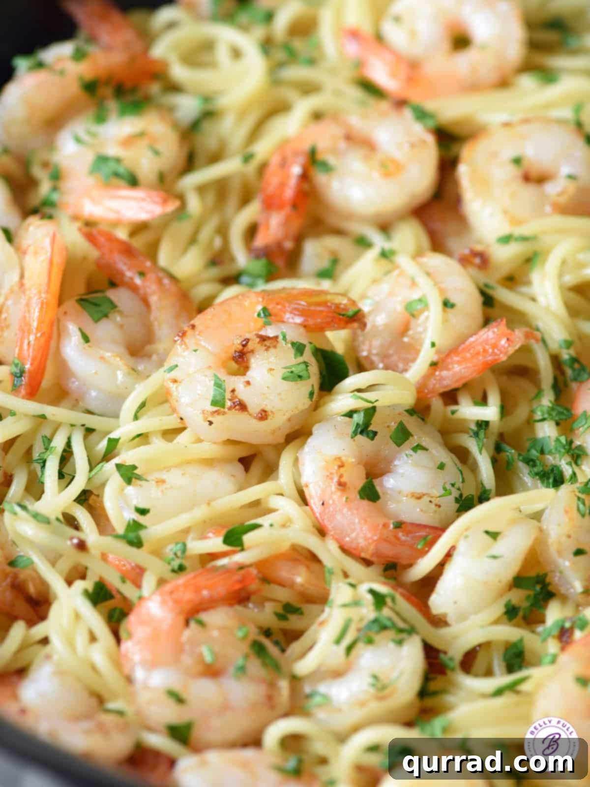 Citrus-Infused Balsamic Shrimp Pasta 4 close up spaghetti noodles with cooked shrimp