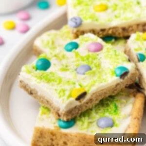 Frosted Easter Sugar Cookie Bars on serving platter