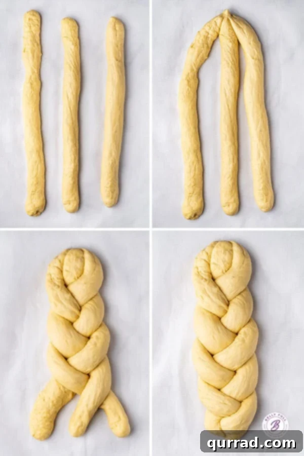 Golden Braided Challah 3 step by step pictures for homemade challah bread