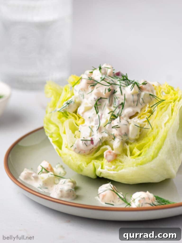 Wedge Salad with Creamy Shrimp Dressing on a Plate