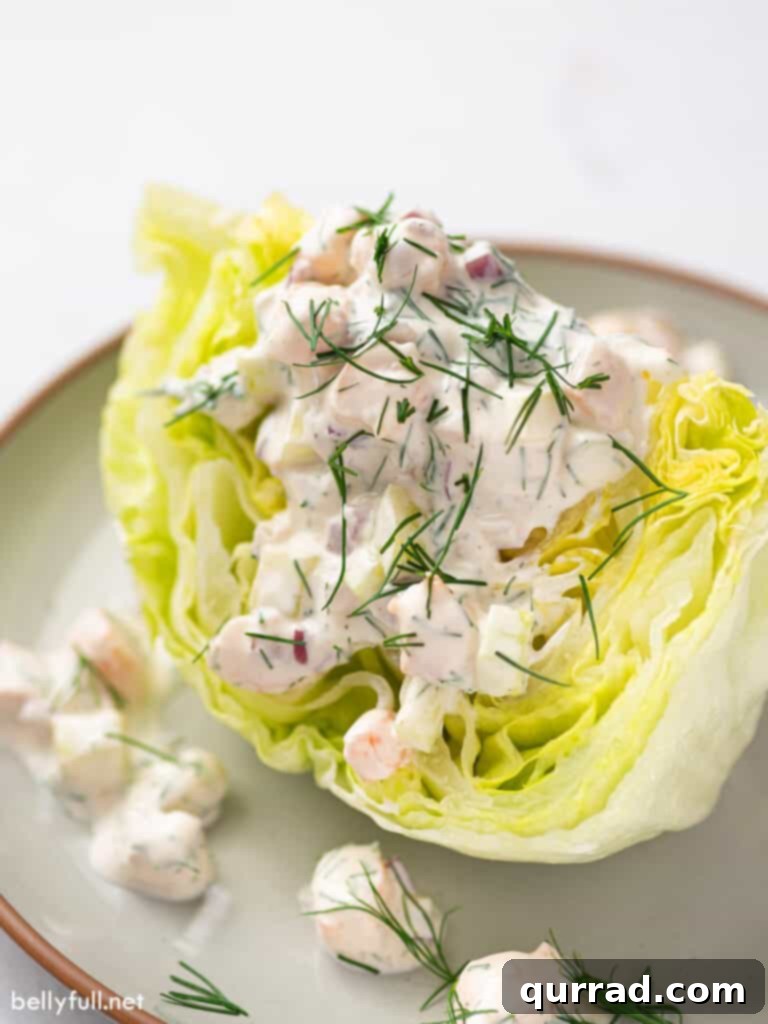 Iceberg Wedge Salad with Creamy Shrimp Dressing on a Plate