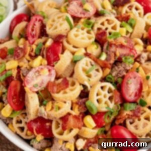 Bowl of wagon wheel pasta salad