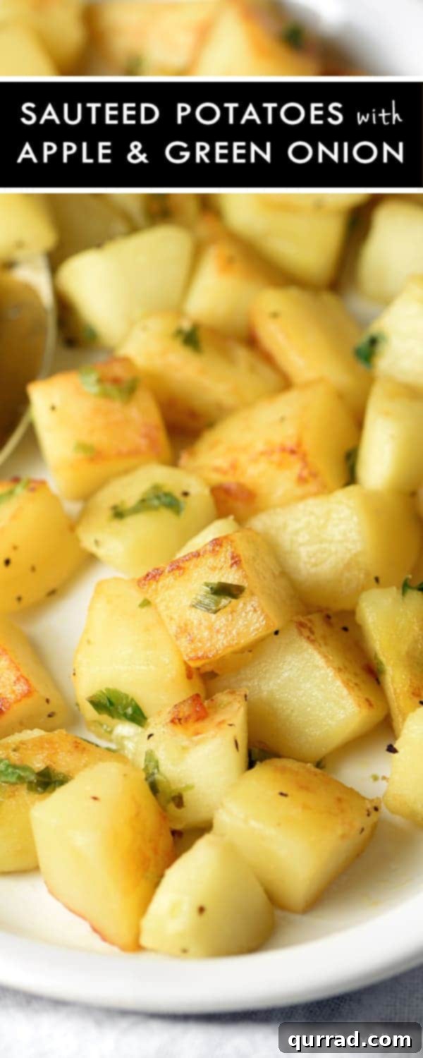 A serving of crispy Home Fries with potato and apple, ready to be enjoyed as a perfect side dish.