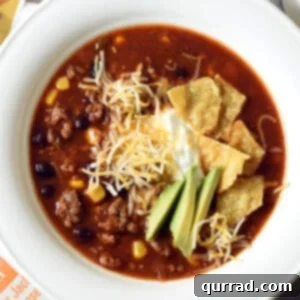 overhead bowl of taco soup