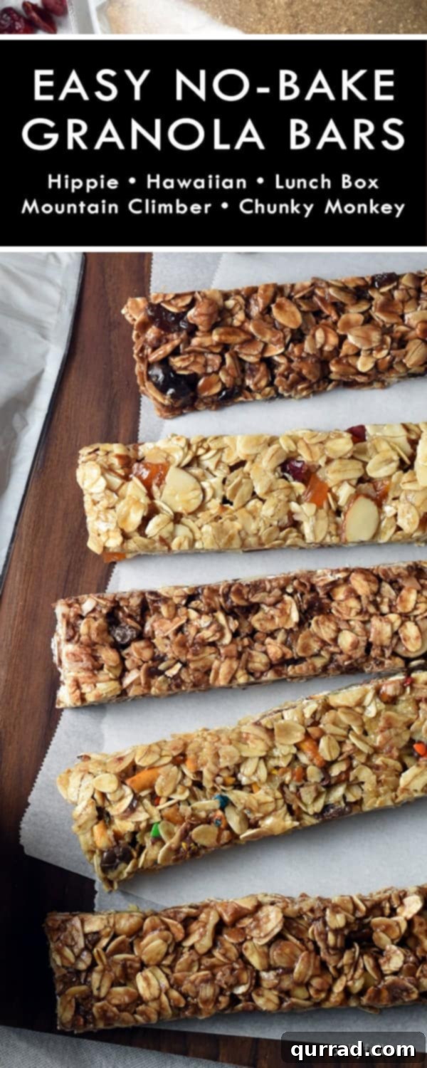 Quick & Creative No-Bake Granola Bar Ideas 5 A close-up of a single no-bake homemade granola bar, showing its hearty ingredients and inviting texture, perfect for a quick energy boost.